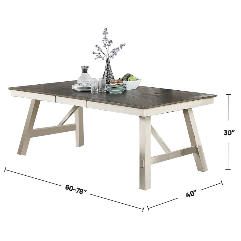Table à manger rectangulaire en bois pour 6 personnes, finition bicolore et construction solide