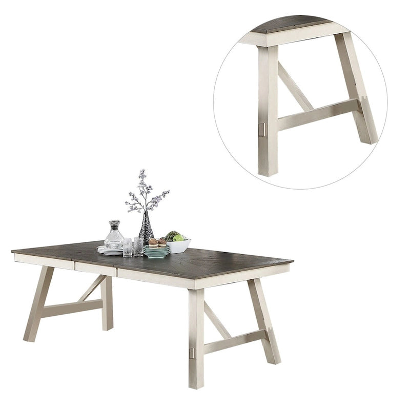 Table à manger rectangulaire en bois pour 6 personnes, finition bicolore et construction solide