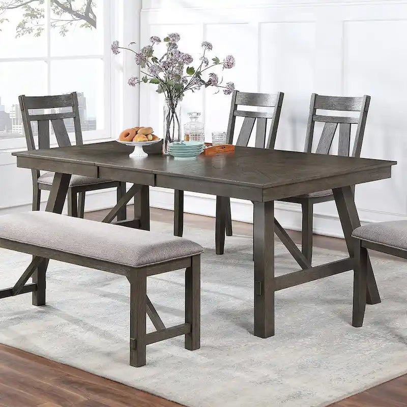 Table à manger rectangulaire en bois pour 6 personnes, finition bicolore et construction solide