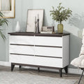 Commode et chiffonnier large à 6 tiroirs – Blanc