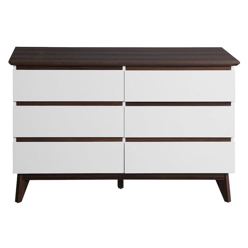 Commode et chiffonnier large à 6 tiroirs – Blanc