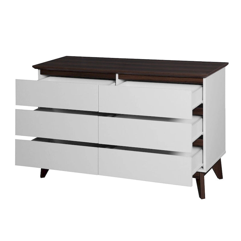 Commode et chiffonnier large à 6 tiroirs – Blanc