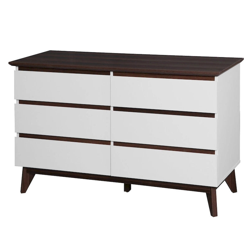Commode et chiffonnier large à 6 tiroirs – Blanc
