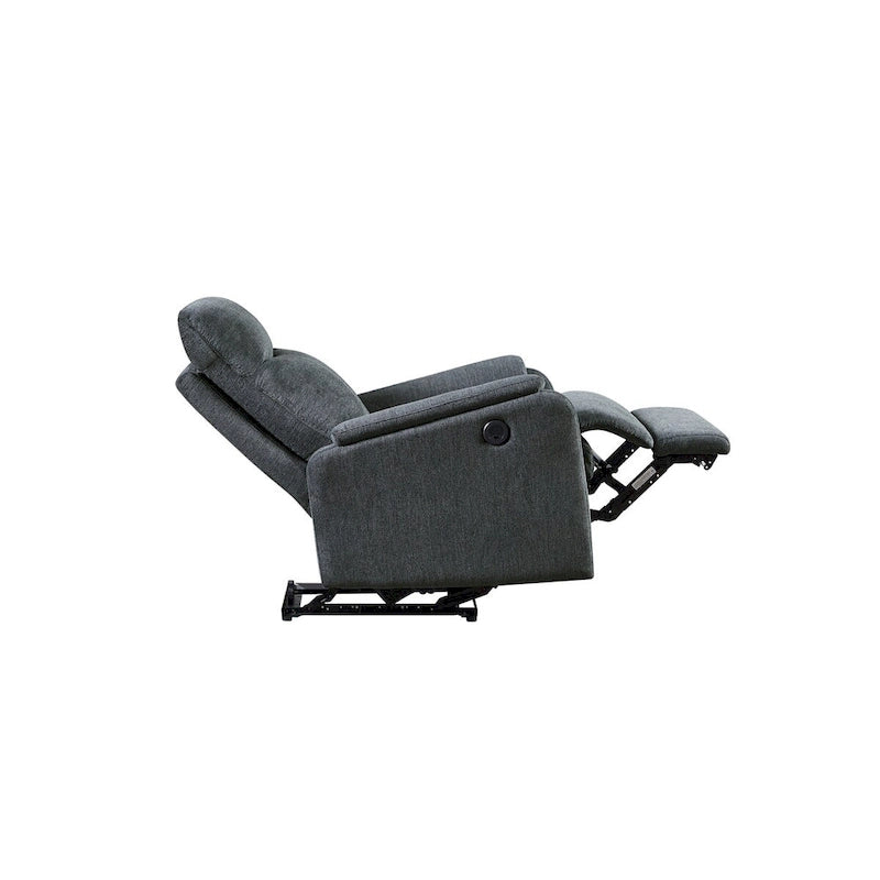 Fauteuil inclinable électrique moderne en tissu bleu avec port de chargement USB