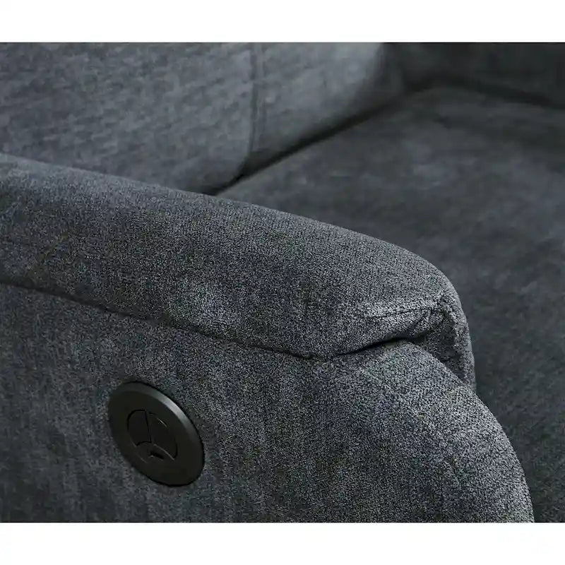 Fauteuil inclinable électrique moderne en tissu bleu avec port de chargement USB