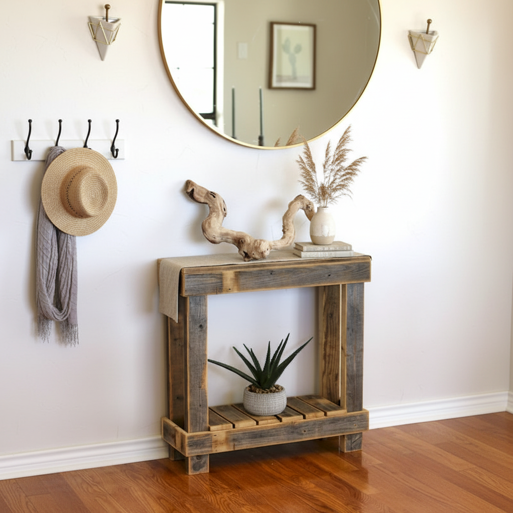 Reclaimed Wood Console Table Scene